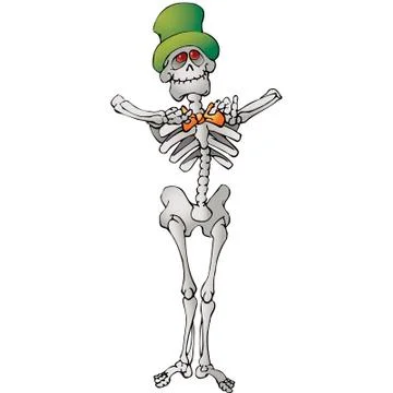 Sharp Dressed Skeleton Halloween Cartoon Stock Illustration