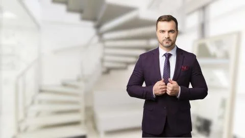 Sharp-dressed successful and masculinity man at men's beauty salon Stock Photos