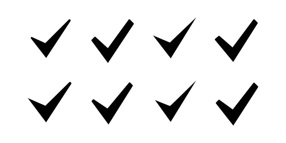 Sharp Edge Black Checkmark Vector Set Stock-Illustration