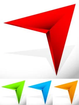 Sharp edgy 3d arrow icon in more color with bevel effect Illustrazione stock