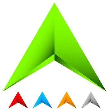 Sharp edgy 3d arrow icon in more color with bevel effect Stock Illustration