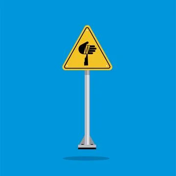 Sharp element warning sign with yellow triangle board 스톡 일러스트