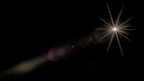 Sharp flare overlay sun light len effect on black background. Multi colored s Stock Photos