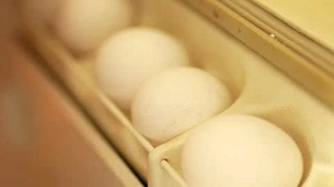 Sharp focus on the foreground egg revealing natural shell texture Stock Footage 329616228