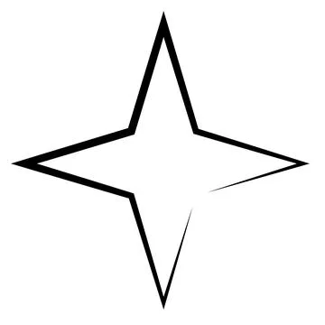 Sharp four pointed star outline geometric compass directional symbol Stock Illustration