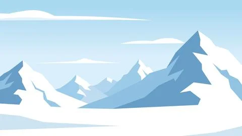 Sharp Frozen Peaks Arctic Flat Design Wilderness Stock Illustration
