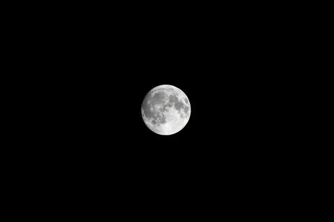 Sharp Full Moon in Clear Night Sky Stock Photos