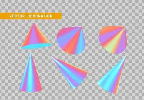 Sharp geometric cone cast volumetric. Set 3d holographic Geometric Shapes Obj イラスト素材