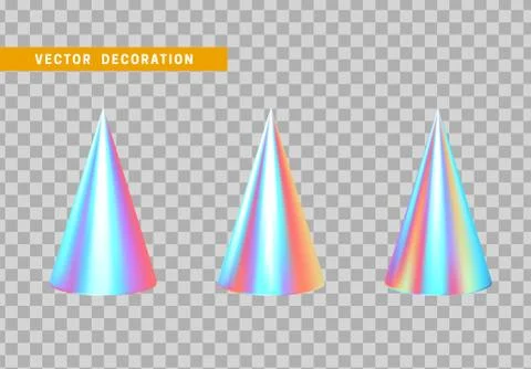 Sharp geometric cone cast volumetric. Set 3d holographic Geometric Shapes Obj イラスト素材