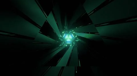 Sharp glowing geometric figures in 3D illustration Stock Illustration