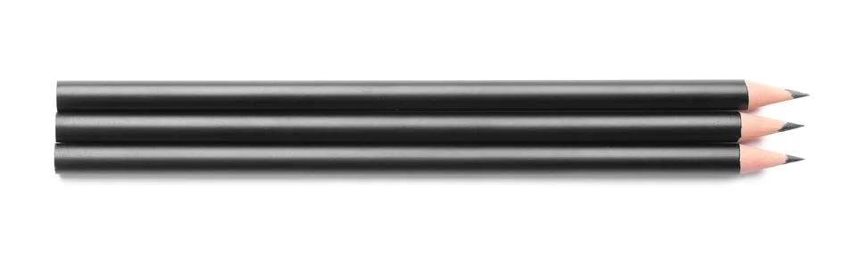 Sharp graphite pencils isolated on white, top view Foto stock