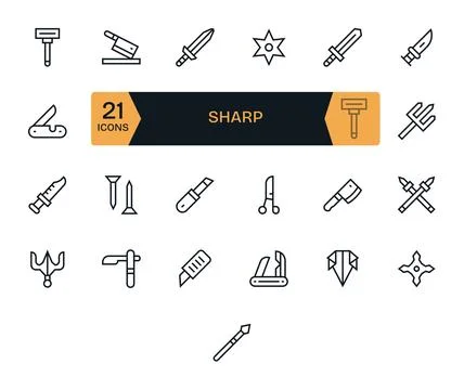 Sharp High Resolution Vector Icon Pack with 25 Regular Line Display Perfect.. Illustrazione stock