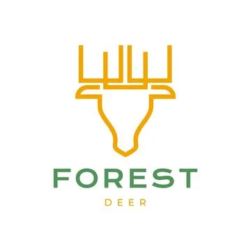 Sharp horn deer forest modern line minimal logo design icon illustration te.. Illustrazione stock
