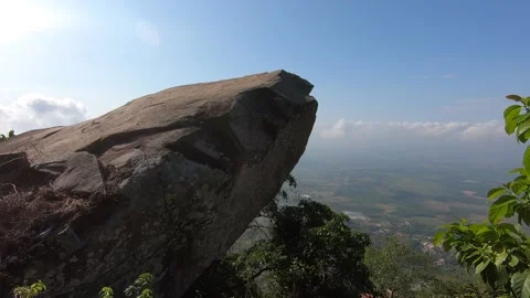 Sharp huge stone scenic view from the mountains Video stock 154389073