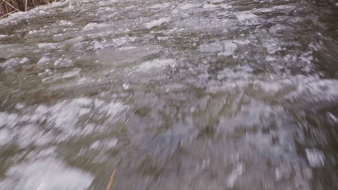 Sharp ice floes on the river Stock Footage 102345583