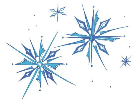 Sharp icy geometric blue-azure snowflakes Illustrazione stock