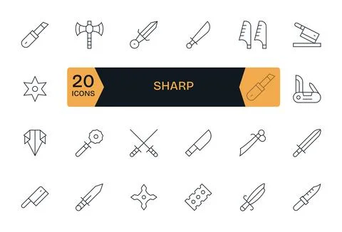 Sharp including 24 128x128 Thin Line Vector Illustrations Illustrazione stock