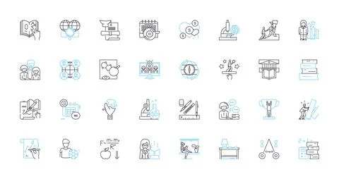 Sharp institution linear icons set. Innovative, Cutting-edge, Visionary イラスト素材