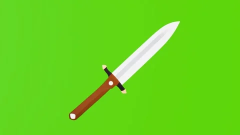 Sharp Kitchen Knife Isolated On Green Screen Stock Footage 285079063