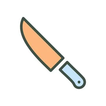 Sharp kitchen knife. Kitchen knife icon with a sharp blade and a handle. Pe.. Stock Illustration