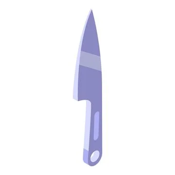 Sharp kitchen knife pointing up with hole in handle isometric icon Illustrazione stock