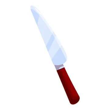 Sharp kitchen knife with red handle pointing up right Stock Illustration
