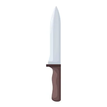Sharp kitchen knife with wooden handle standing upright on white background Illustrazione stock