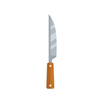 Sharp kitchen knife with wooden handle for cutting food Illustration