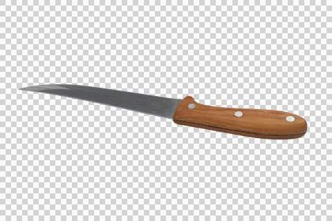 Sharp kitchen knife with a wooden handle and a long, thin stainless steel blade Photos
