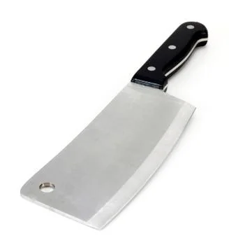 Sharp knife of the butcher on white Stock Photos