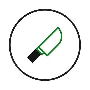 A sharp knife icon depicting culinary tool within round border kitchen equi.. Stock Illustration