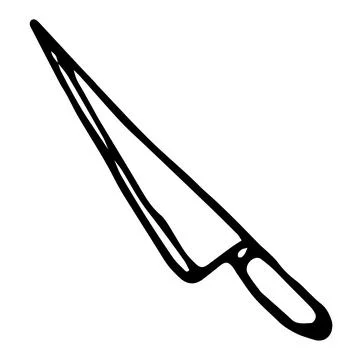 The sharp knife icon. kitchen sharp knife in doodle style with metal handle Stock Illustration