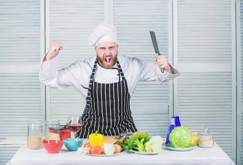 Sharp knife professional tool. Chef choose professional tools. Chef hold cleaver Stock Photos