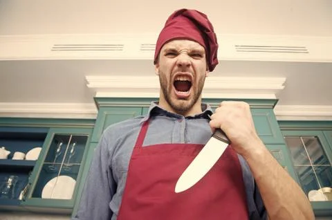 Sharp knife professional tool. Chef choose professional tools. Kitchen utensils Stock Photos