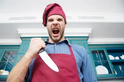 Sharp knife professional tool. Chef choose professional tools. Kitchen utensils Stock Photos