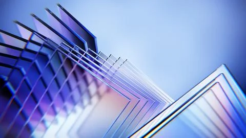Sharp layered glass panels with sleek premium reflections. Stock Illustration