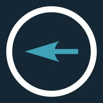 Sharp Left Arrow flat blue and white colors rounded vector icon Illustrazione stock