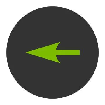 Sharp Left Arrow flat eco green and gray colors round button Stock Illustration
