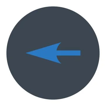 Sharp Left Arrow flat smooth blue colors round button Illustrazione stock