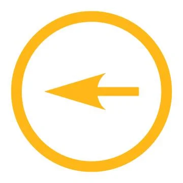 Sharp Left Arrow flat yellow color rounded vector icon Stock Illustration