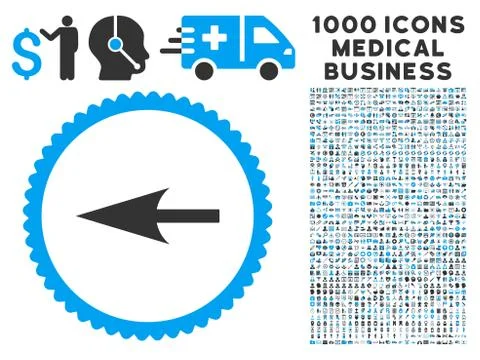Sharp Left Arrow Icon with 1000 Medical Business Pictograms イラスト素材