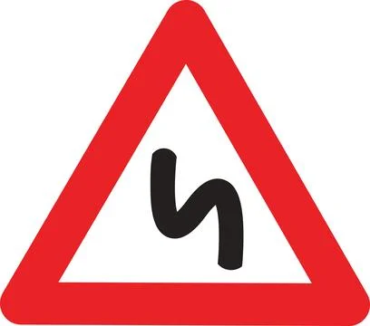 Sharp Left Curve Sign Stock Illustration