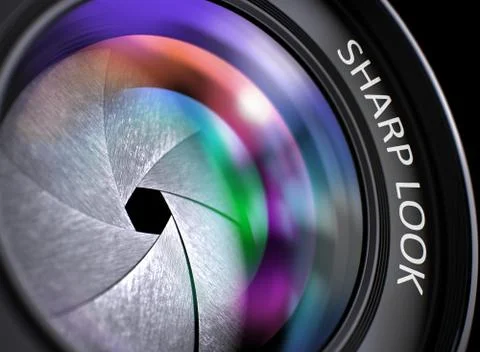Sharp Look Concept on SLR Camera Lens. 3D Illustration Stock Illustration