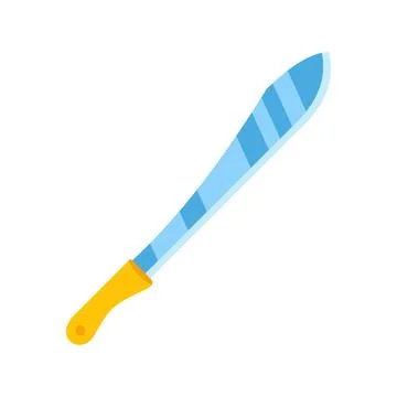 Sharp machete with yellow handle on white background Illustration
