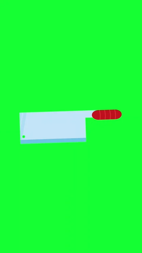 Sharp Meat Cleaver Knife Animation On Green Screen Video stock 346566603