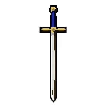 Sharp medieval sword pixel art vector illustration Stock Illustration