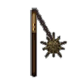 Sharp medieval weapon pixel art vector illustration Stock Illustration