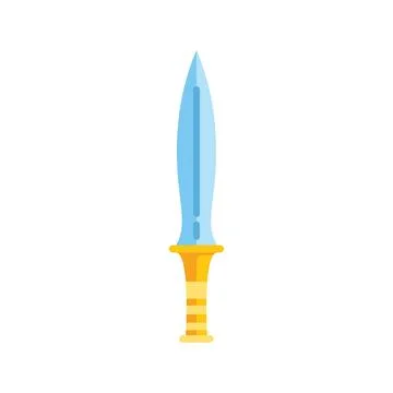 Sharp metal dagger with golden hilt representing ancient weaponry Stock Illustration