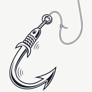 Sharp Metal Fishing Hook Flat Design Stock Illustration