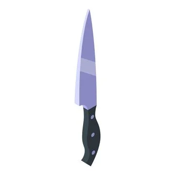 Sharp metal knife pointing down with black handle Illustration